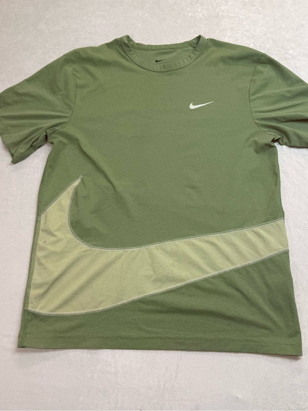 Nike Olive Green Short Sleeve Tee with Light Green Swoosh